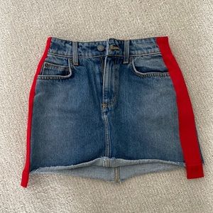 Carmar Los Angeles Colin denim skirt with red stripe